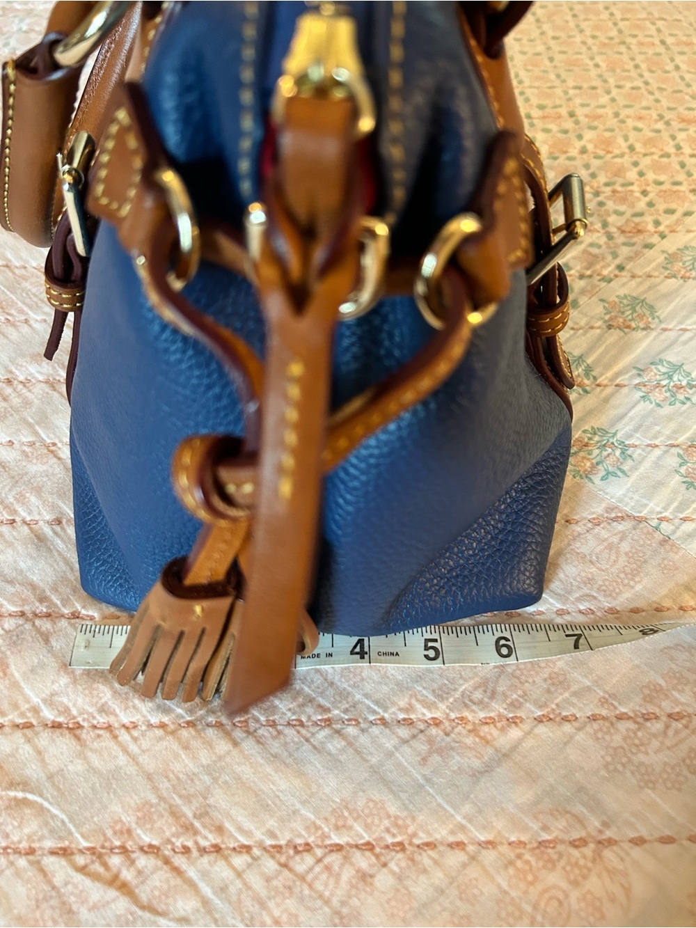 Dooney & Bourke Pebbled Leather Bristol Satchel in midnight blue, EUC! - Picture 8 of 16
